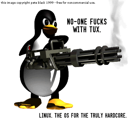 Tux with machine gun